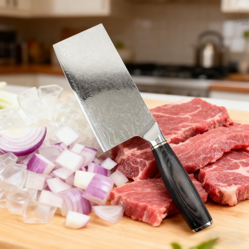 7 Inch Chinese Chef Knife 67-layers Damascus Steel Blade Slicing Vegetables Cleaver Meat 10Cr15Mov Kitchen Knives Wood Handle