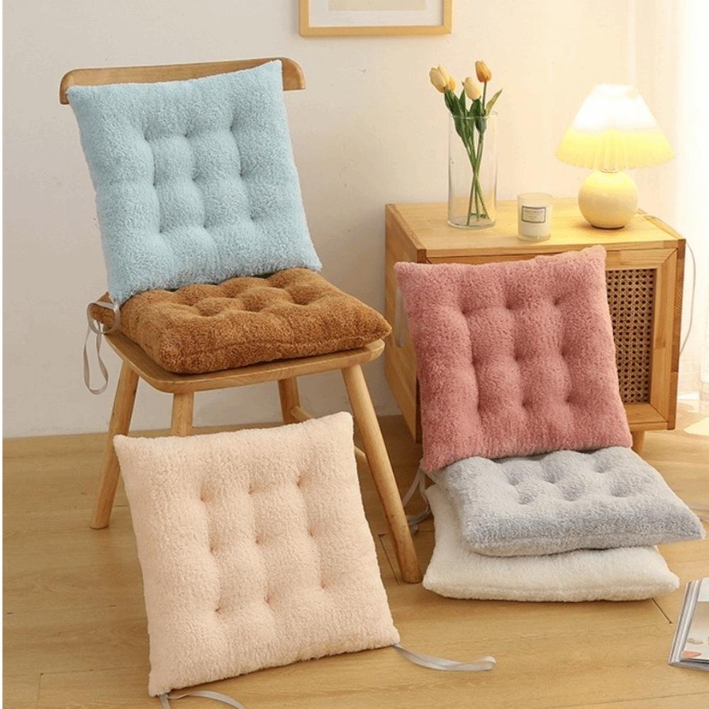 40×40cm Plush Seat Cushion Solid Color Dining Chair Cushion Cozy Office Chair Pad Home Office Use