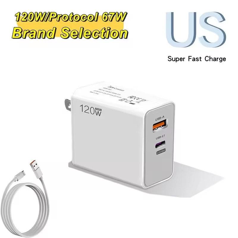 Быстрое зарядное устройство USB Type-C мощностью 120 Вт с поддержкой USB Power Delivery для iPhone, Samsung, Xiaomi и Huawei