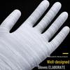 Yinggejiejia Тонкие белые рабочие перчатки с покрытием из ПУ на пальцах, 13-го калибра
