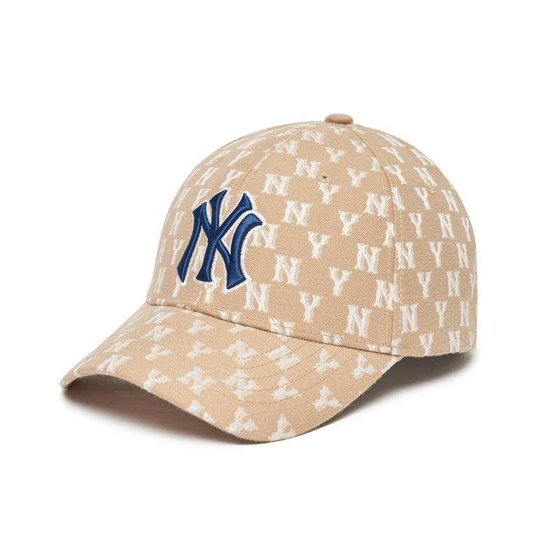 MLB Presbyopia full-label polyester peaked cap, same style for men and women, khaki color 3ACPFF02N-50BGD