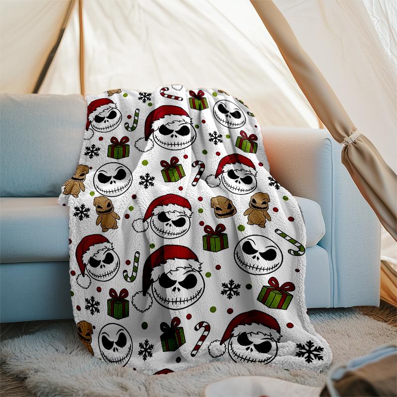 The Nightmare Before Christmas Theme Printed Blanket - Perfect for Couch, Bed, Travel & Outdoor Use | Machine Washable, Cozy & Durable.