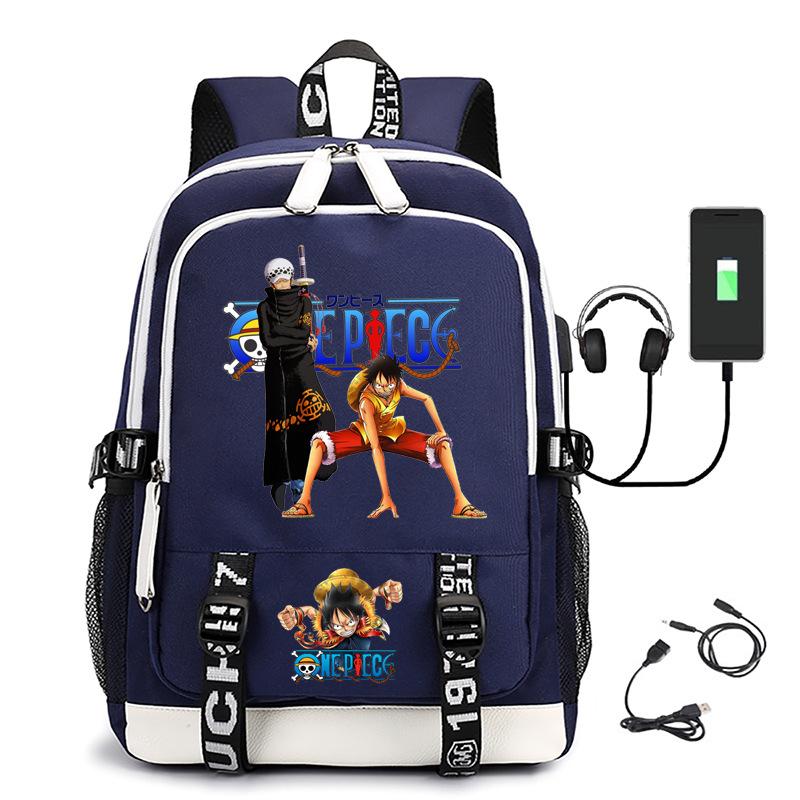 Хит продаж Рюкзак ONE PIECE Луффи с USB-зарядкой, большая вместимость