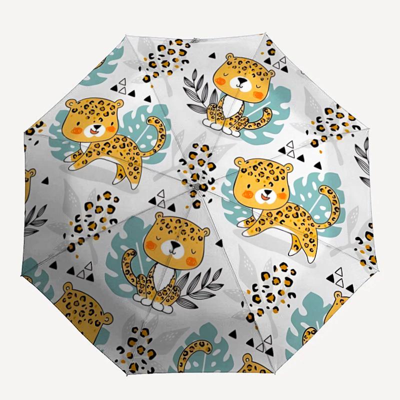 1pc Leopard, Jungle Pattern Umbrella - Portable Home Essential, Durable Iron Frame with Rod Structure, Fashion Lovers y250910043