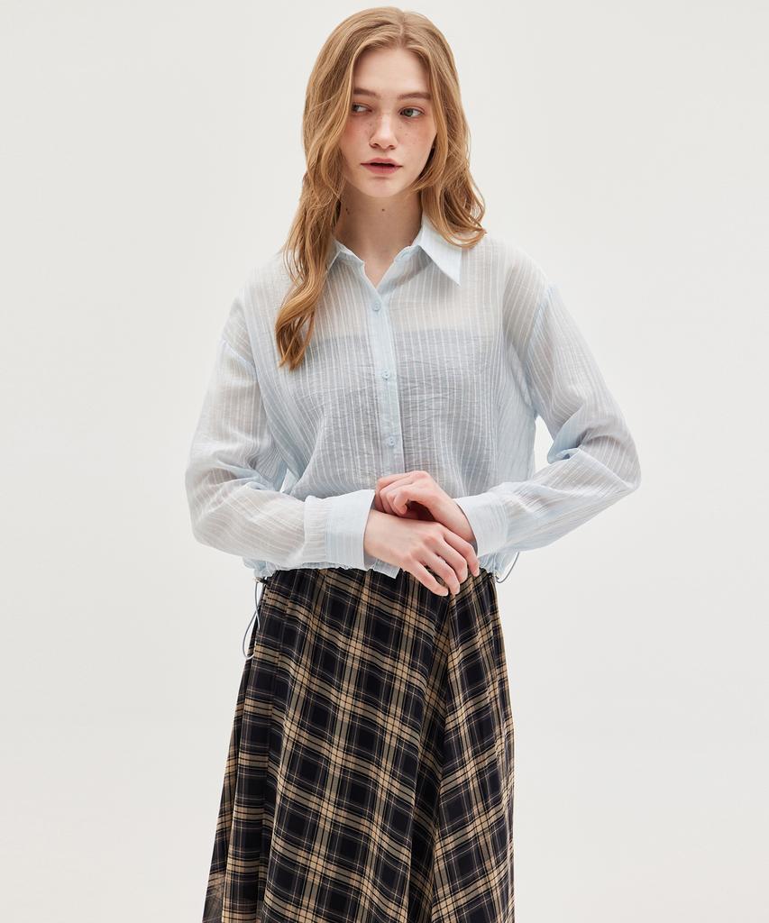 TOPGIRL Vertical Stripe Drawstring Shirts_T513Tp118
