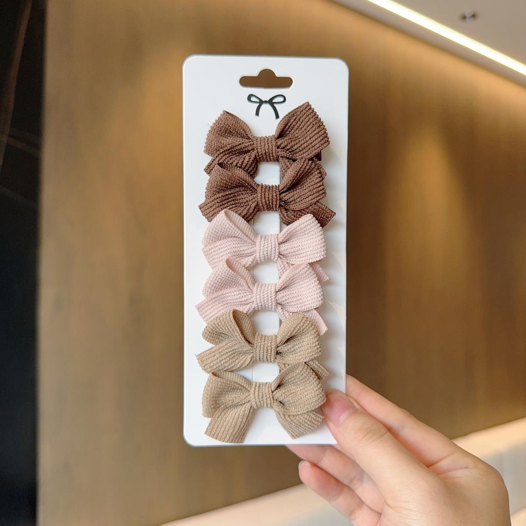 6Pcs/Set New Fashion Solid Hairpins Bows Hair Accessories Hair Clips Girls Nylon Hairpins Children Cute Barrettes Gift