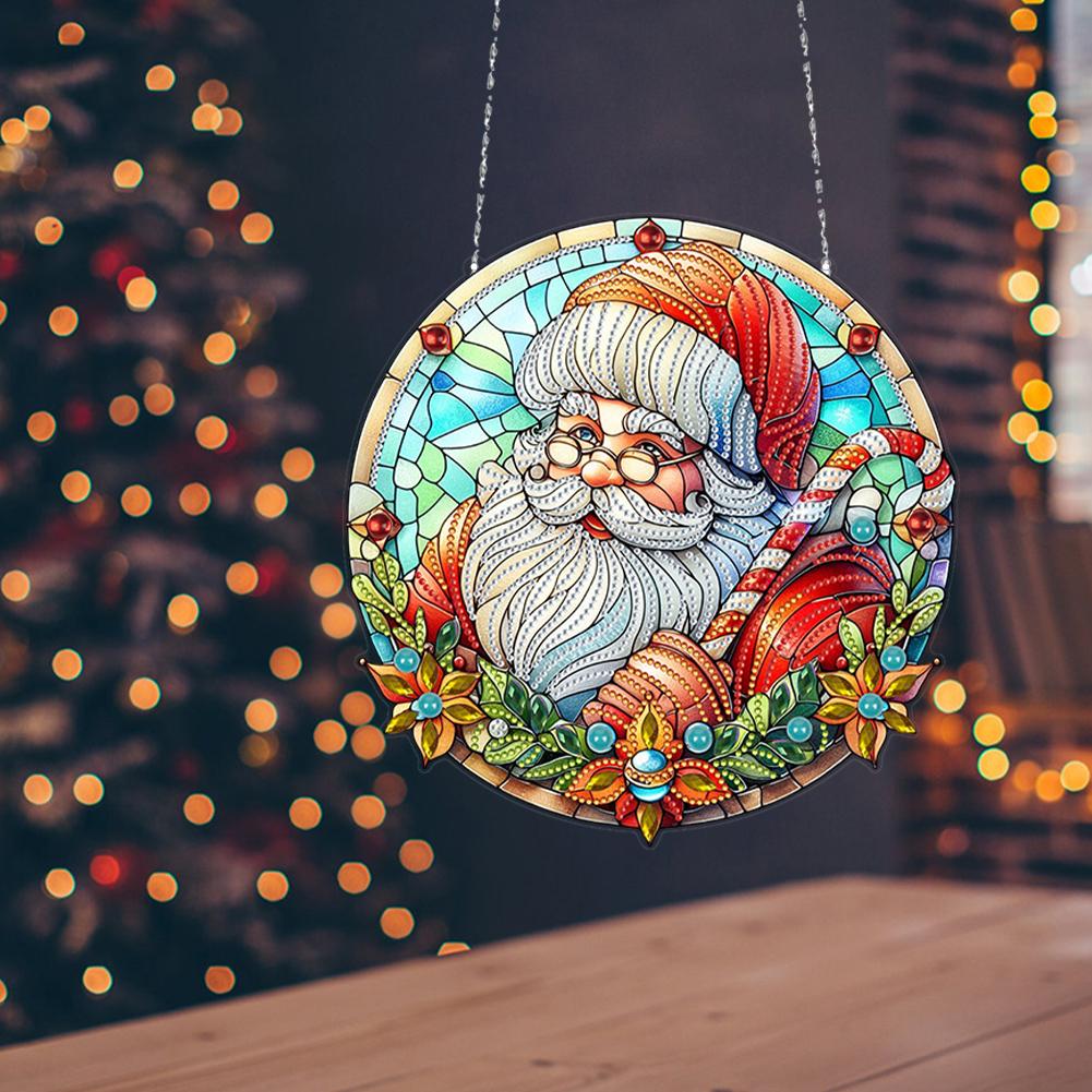 Christmas Diamond Art Hanging Pendant Acrylic Diamond Painting Home Decor 5D DIY Diamond Painting Dots Pendant for Window Decor