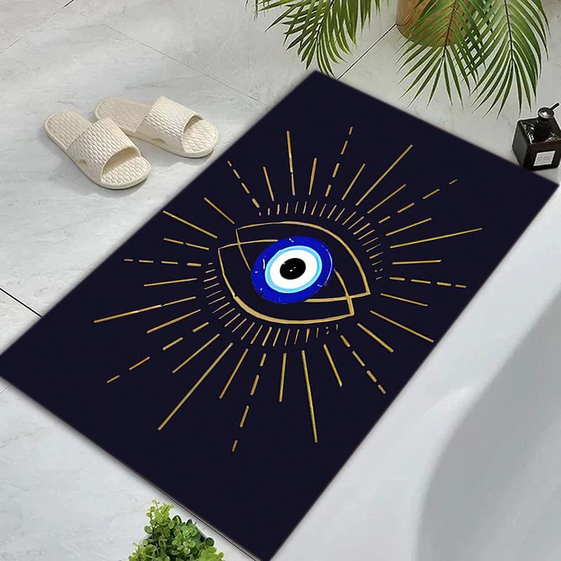 Blue Mystic Hamsa Hand Celestial Symbols Carpet Printing Home Decor Room Art Dormitory Decoration