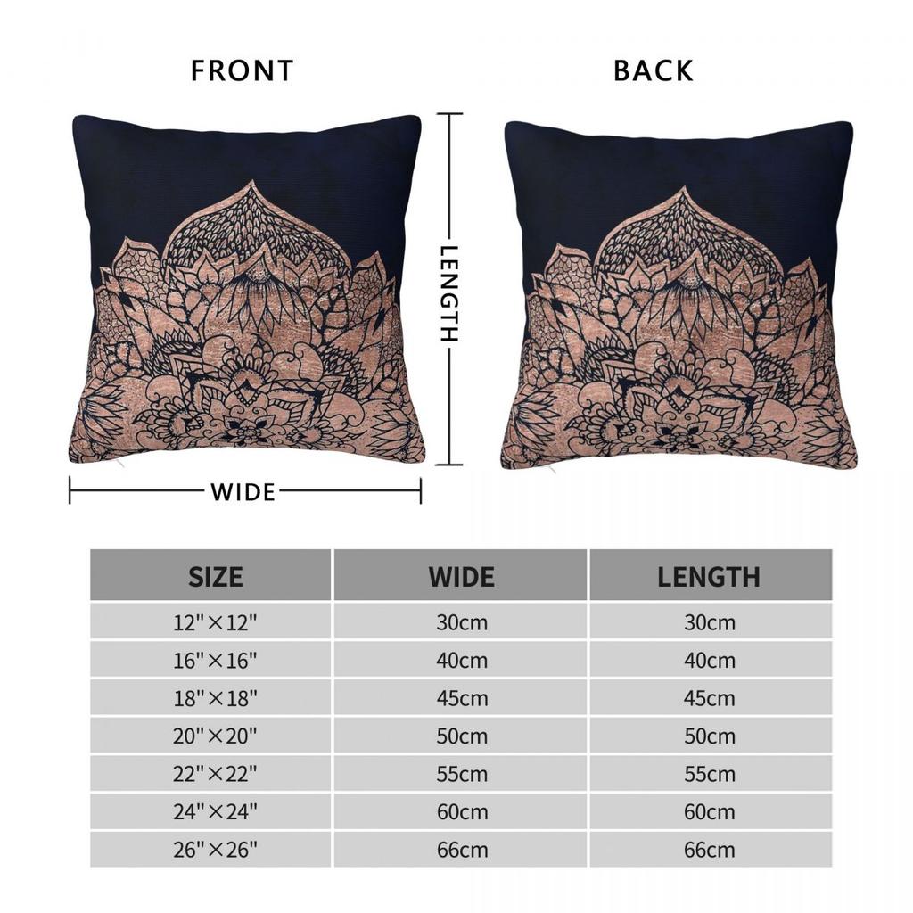 Boho Rose Gold Floral Mandala Square Pillowcase Polyester Linen Velvet Pattern Decorative Pillow Case Sofa Cushion Cover 45X45