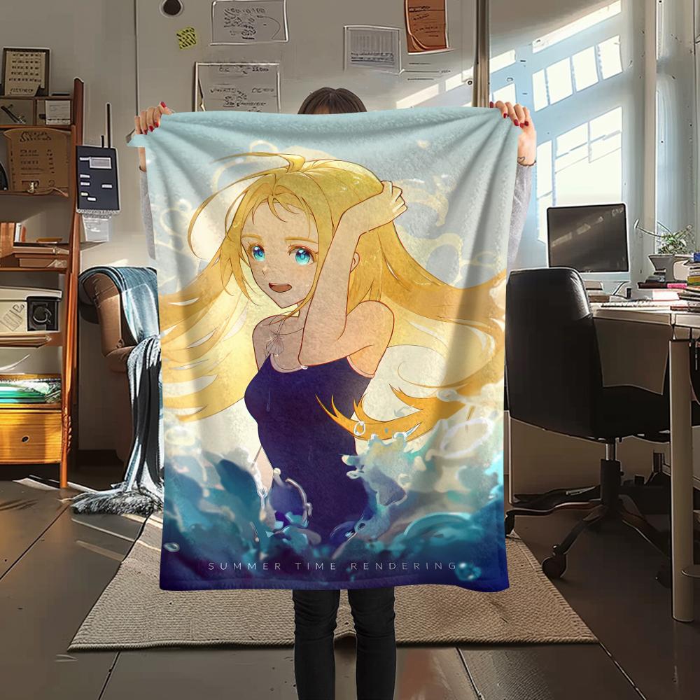 1 шт. Летний флисовый плед с принтом, Высококачественный для всех сезонов, Декор для дома, Тепло и уют, Идеально для Рождественских подарков
