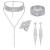 Jewelry, Neck Chain Necklace Full Diamond Claw Chain Bracelet Earrings Ring Neck Chain Four-piece Set