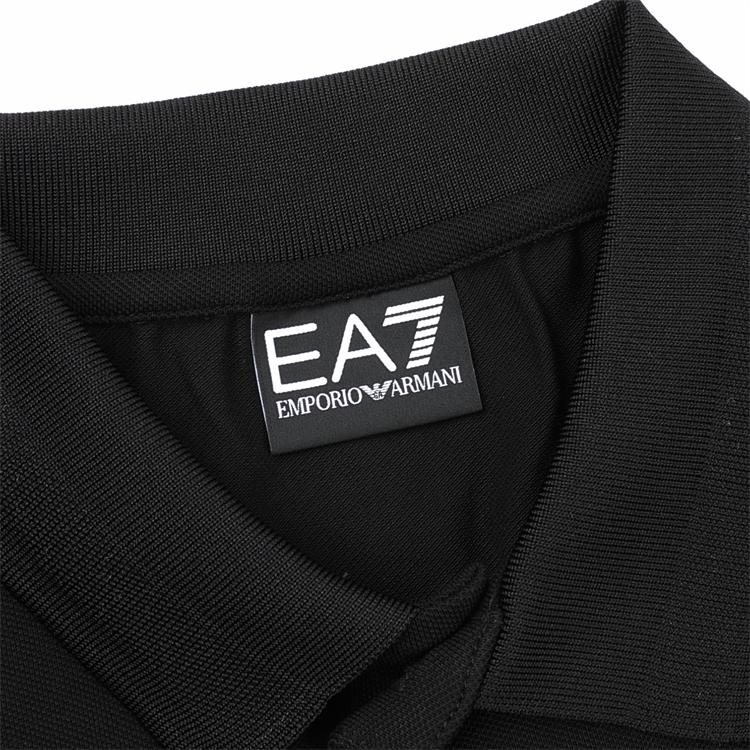 Emporio Armani EA7 Весна/Лето 25 Футболка-поло с коротким рукавом Однотонная Эластичный Хлопок Мужские топ Черный 6DPF08-PJVUZ-1200