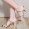 Fish Mouth Cool Slippers Women's Thick Heel High Heel 2025 Summer New Korean Version Two Wear Women's Shoes Fashion Rhinestone Women's Sandals