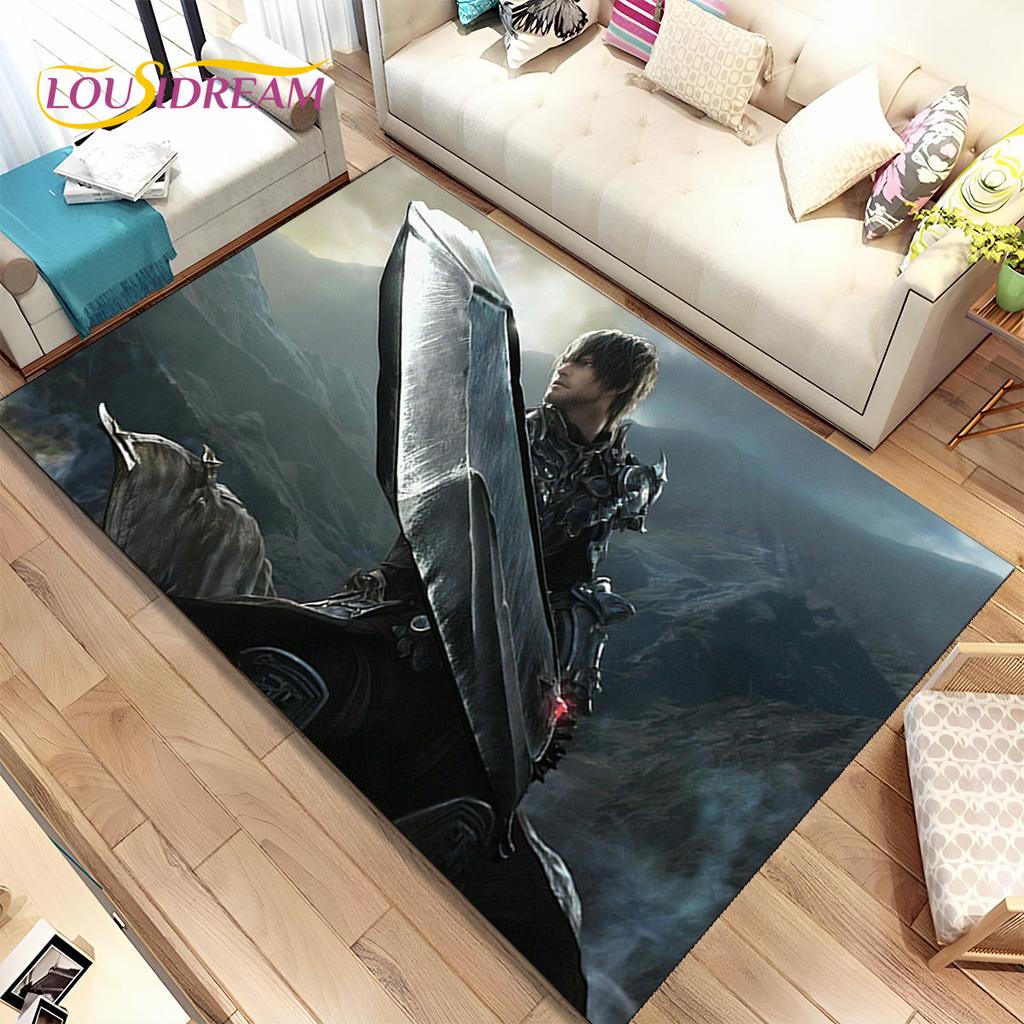 Final Fantasy Series Games Area Rug,Carpet Rug for Home Living Room Children's Bedroom Sofa Doormat Decor,Non-slip Floor Mat 3D
