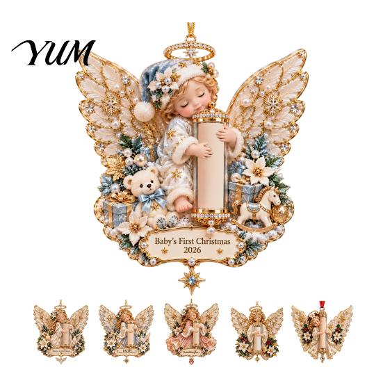 Holographic Christmas Cash Ornament Angel Holder Hanging Ornament, Acrylic Money Pendant for Sparkling Tree Decoration Holiday Decoration, Festive