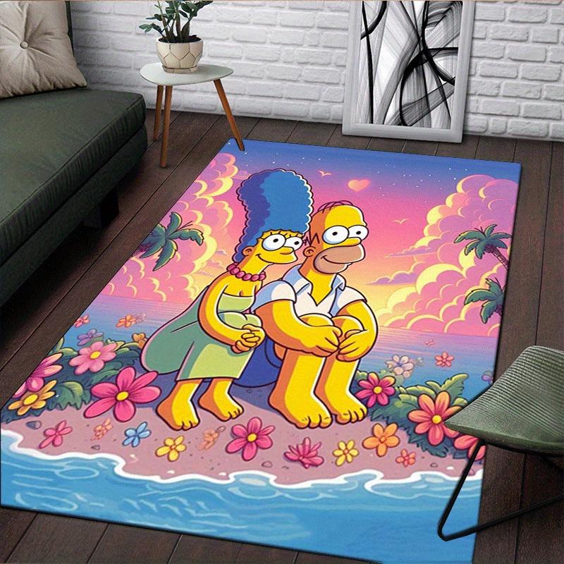 1pc The Simpsons Pattern Area Rug Soft Flannel Floor Mat for Living Room,Office,Bedroom and Carpet,Sofa Coffee Table Floor Mat