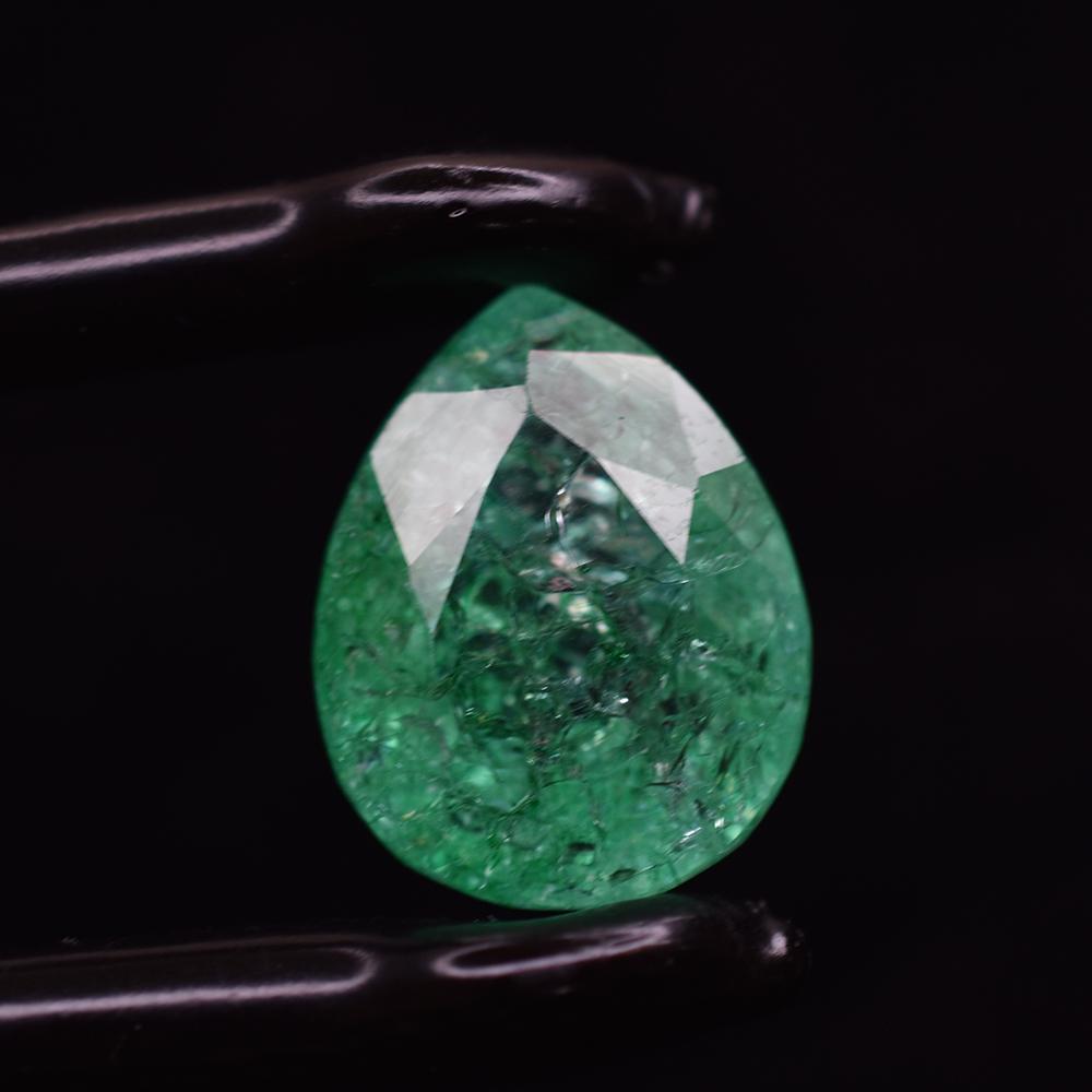 Natural Green Emerald Loose Gemstone Radiant High Grade Pear Cut 14.70 ct for Jewelry Designs