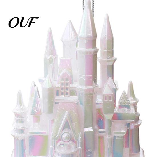 Plastic Christmas Tree Ornaments Castle Ornament, 3D Electroplating Hanging Dreamy Architecture Spire Decoration, Electroplated Pendant for
