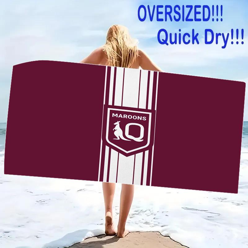 Maroons Print Beach Towel, Large Soft Quick Dry Towel for Beach Camping Swimming