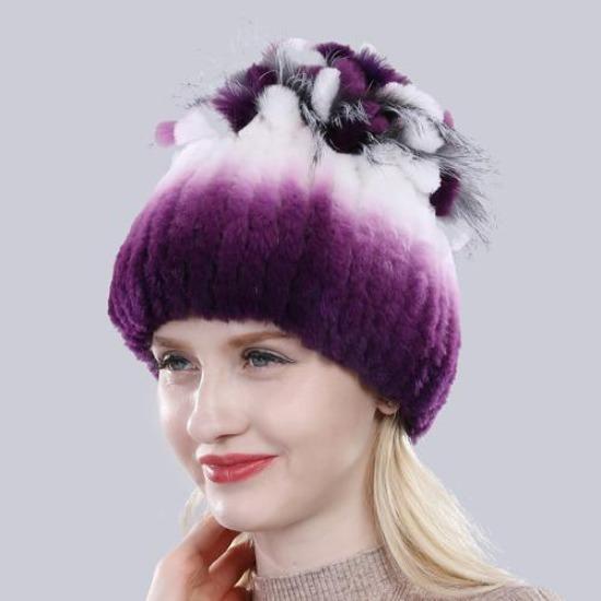 Горячая Распродажа Россия Зима Качество Натуральная Меховая Шапка Натуральная Теплая Шапка из Меха Кролика Рекс Леди Теплая Вязаная Подлинная Шапка из Меха Кролика Рекс