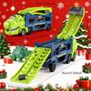 Double-Rail Transforming Toy Truck Christmas Gift with 6 Mini Cars Color Box Packaging Perfect Holiday Surprise for Kids