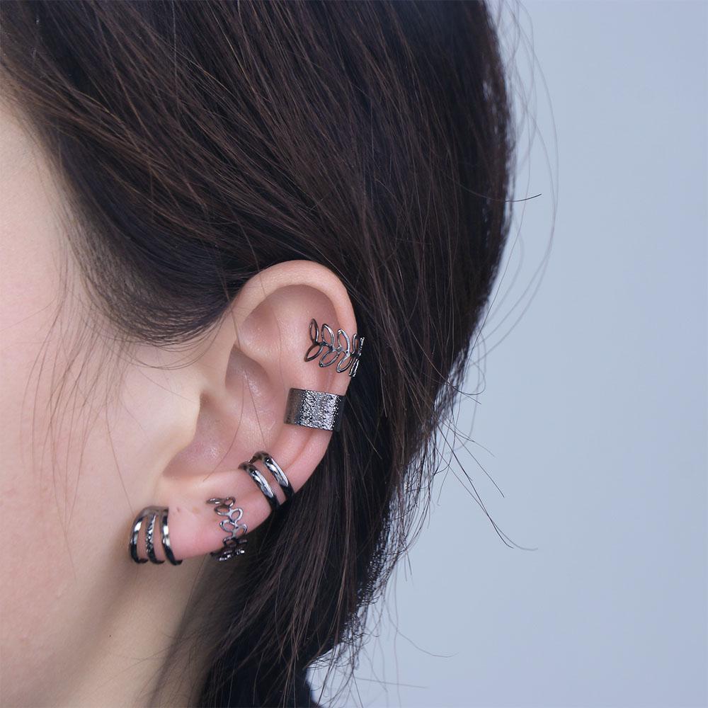 Pierced Gift Multi-layer Girl Ear Bone Clips Earring Set Korean Style Earrings Leaves Ear Cuff