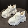 White Chunky Platform Sneakers Ultra Thick Sole Height Increasing Casual Shoes Lace Up Lightweight Non Slip For Daily School