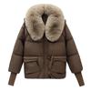 Short Eiderdown In Winter Cotton-padded Jacket Girl's Year New Short Cotton-padded Jacket with Big Fur Collar.