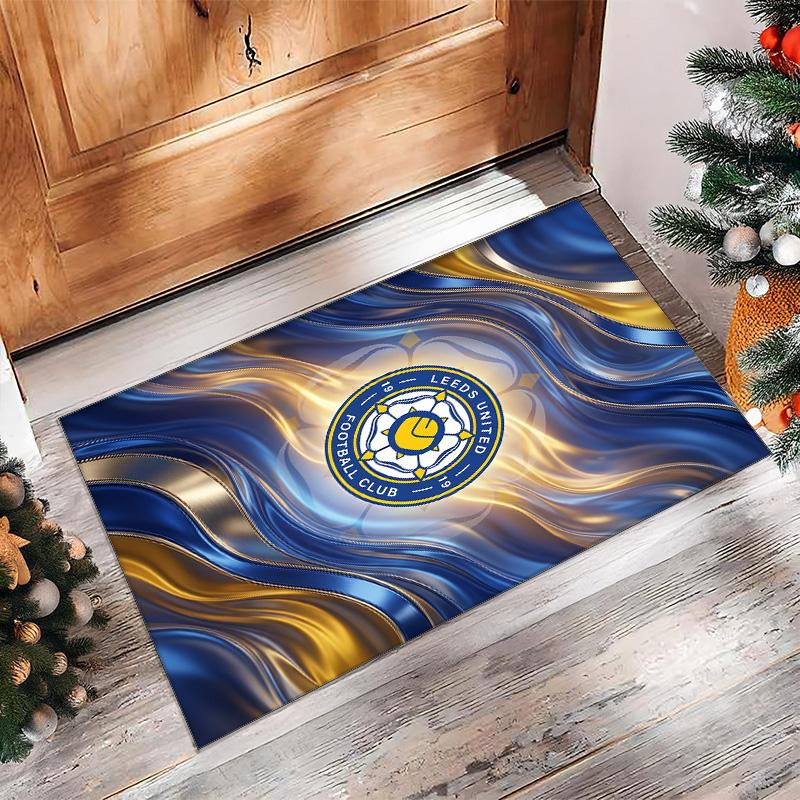 Ковер из хрустального бархата с принтом футбольного клуба Leeds United, Удобный, Впитывающий влагу, Нескользящий, Для помещений