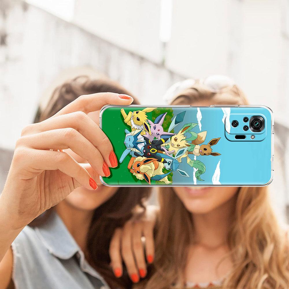 Чехол для телефона с аниме-покемоном Eevee для Xiaomi Redmi Note 11 10 9 8 Pro 9S 10S 9A 9C, противоударный, K40 8T 7 9T, мягкий силиконовый чехол TPU