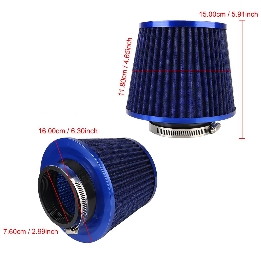 76MM 3 Inch High Flow Cold Air Intake Filter Universal Induction Kit Car Accessories Vehicles Air Filters Sport Power Mesh ConeGood product