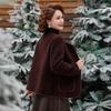 Женская зимняя термо куртка с круглым вырезом из гранулированного флиса короткая омолаживающая универсальная женская кофта