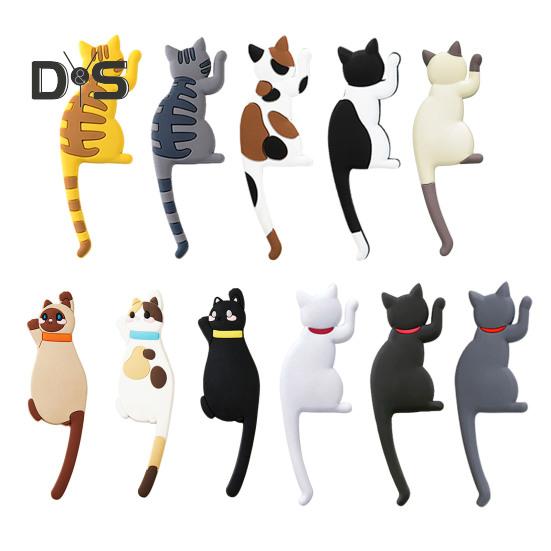 Наклейка на холодильник с крючком, высокая прочность, 3D, реалистичный дизайн с изображением мультяшного кота, декоративная наклейка на холодильник, аксессуар для холодильника