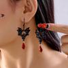 Gothic Bat Earrings Black Red Crystal Fringe Drop Pendant Dark Halloween Dangle Jewelry For Women Men Party Accessories Gifts