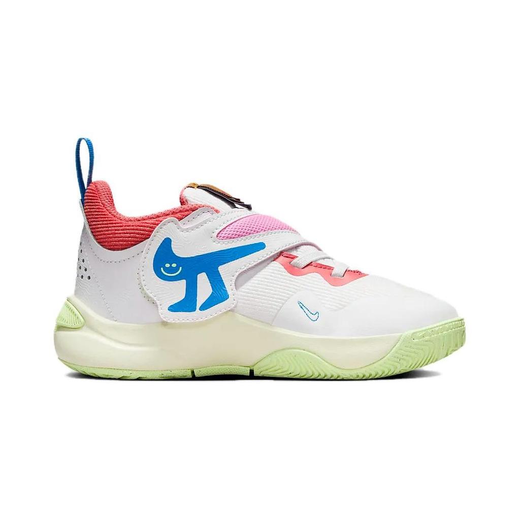 Nike Team Hustle D11 PS Summit White Barely Volt Детские кроссовки Кокос-Молочный Светло-Фото-Синий FJ1393-100