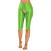 Womens Short Leggings Shiny Cutout Tights Stretchy Base Bottoms