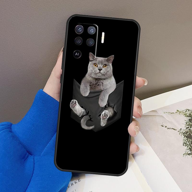 Чехол для кошки Британская короткошерстная для Oppo A78 A38 A18 A98 A58 A60 A80 A40 A96 A76 A16 A94 A74 A54 A15 A17 A57 A77 A5 Pro