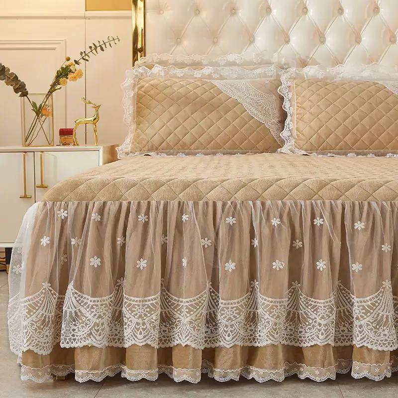 Антистатическая бархатная мягкая юбка-кровать, цельное зимнее утолщенное покрывало, современные минималистичные бытовые покрывала