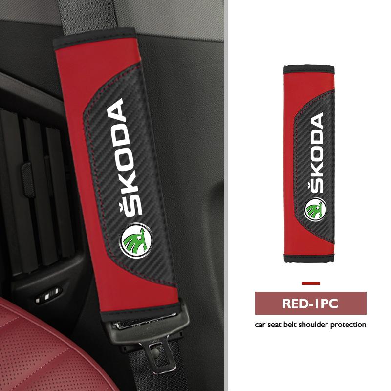 cqmes7 Seat Belt Cover Car Styling Cotton Safety Shoulder Protector Auto Accessories For Skoda Kamiq Karoq Octavia 2 3 Rapid Scala Kami
