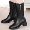 Зимние кожаные женские зимние сапоги из толстой шерсти теплые женские сапоги на высоком каблуке высококачественные женские зимние сапоги женская обувь