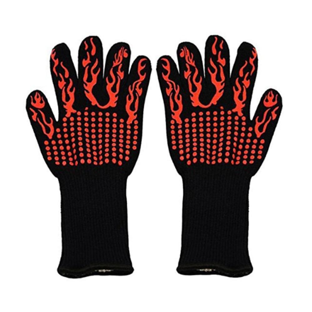 800°C Heat Resistant BBQ Glove Silicone Grill Mitt Durable Oven Glove Kitchen