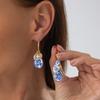Винтажные Серьги-Цветы из Сине-Белого Фарфора в Китайском Стиле Серьги Серьги с Подвесками-Тюльпанами и Сердцами