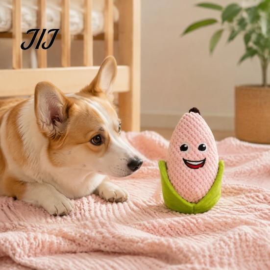 Crinkle Paper Dog Toys Plush Corn Toy, Squeaky Chew Stuffed Small Medium Large Breed Puppy Teething Toy for to Dogs Engaging Squeaker