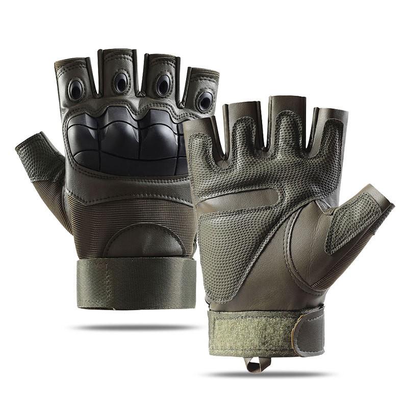 Tactical Half-Finger Gloves Men Softshell Outdoor Sports Cycling Anti-Slip Durable Ultra-Suede
