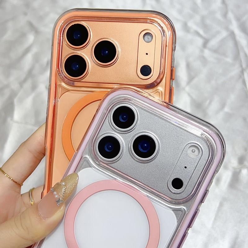 Прозрачный цветной бампер Мягкий силиконовый чехол для iPhone 17 Air 16 16E 15 14 Plus 13 12 11 Pro Max Для Magsafe Противоударный чехол