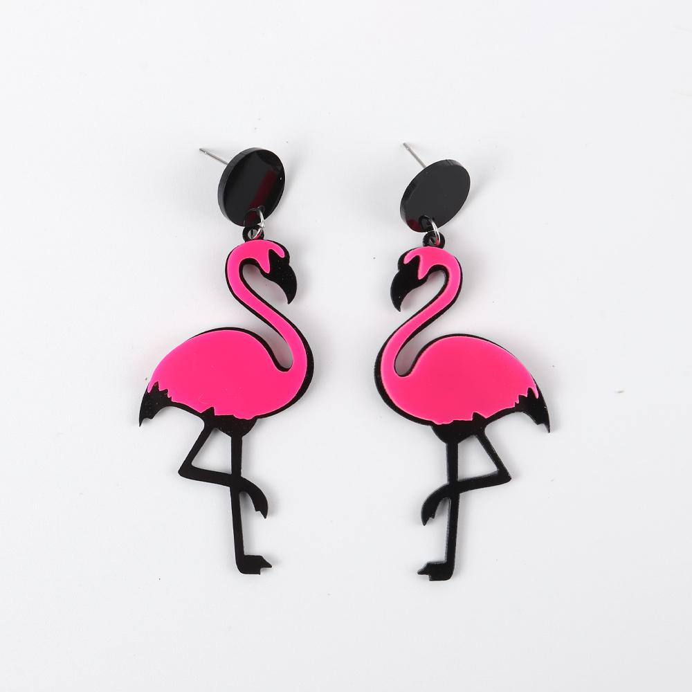 Fashion Flamingo Parrots Acrylic Dangle Earrings For Women Girls Geometric Big Animals Birds Drop Earrings Brincos Party Jewelry