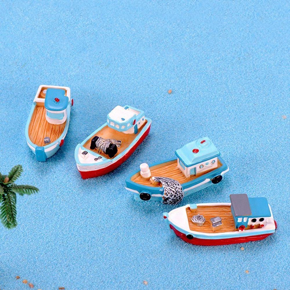 Home Aquarium Ornament Yacht Wooden Ship Micro Landscape Decor Boat Model Cake Decoration