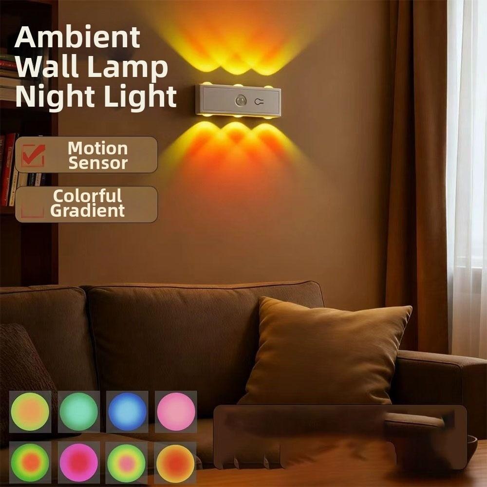 USB Rechargeable Motion Sensor Wall Light 3 colors / RGB RGB Wall Lamp Under Cabinet Light Office