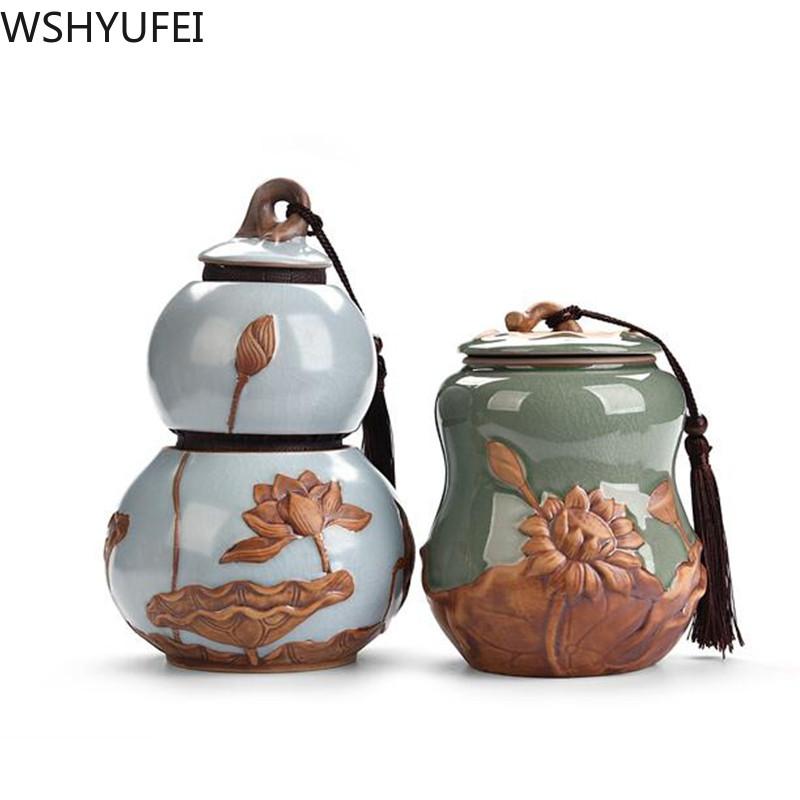 Китайские керамические чайные банки большой емкости, дорожный ящик для хранения чайных пакетиков, портативный герметичный контейнер для керамики, чайный набор, аксессуары