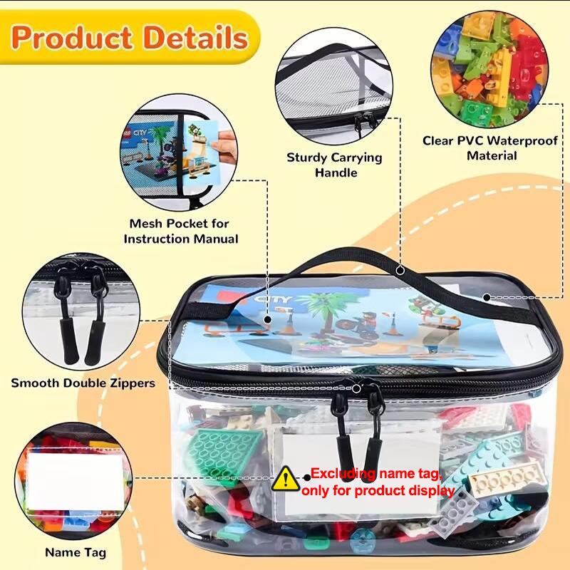 Clear Mesh Zipper Toy Storage Bag,Large Capacity Puzzle And Block Organizer,Ideal For Toy And Building Block Storage-Small/Large